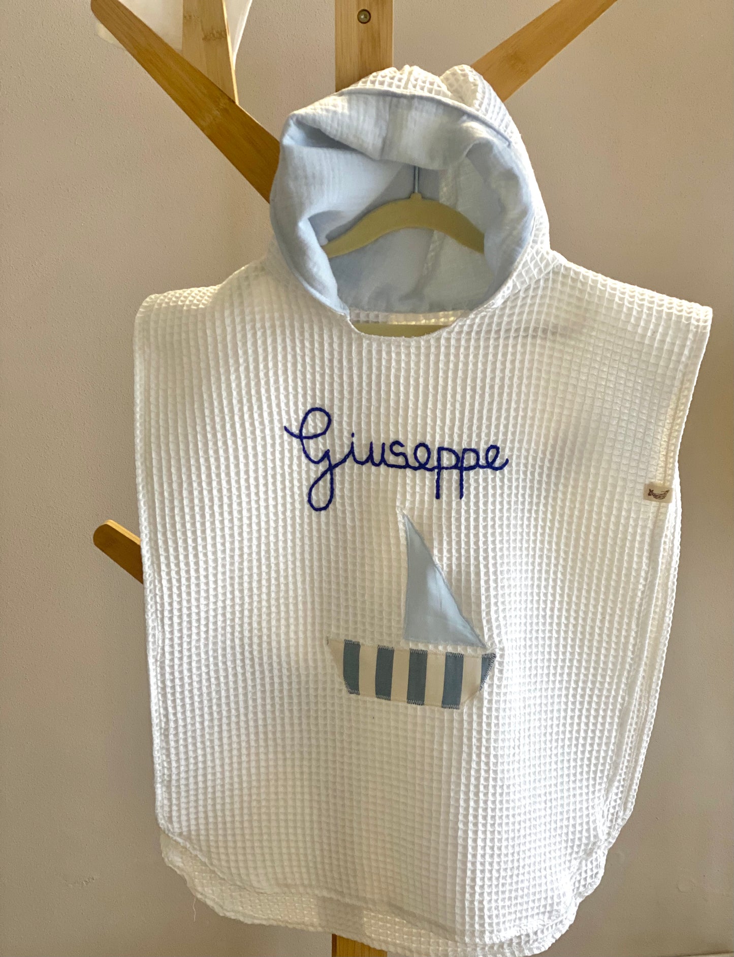 Poncho Personalizzato con cappuccio Blu