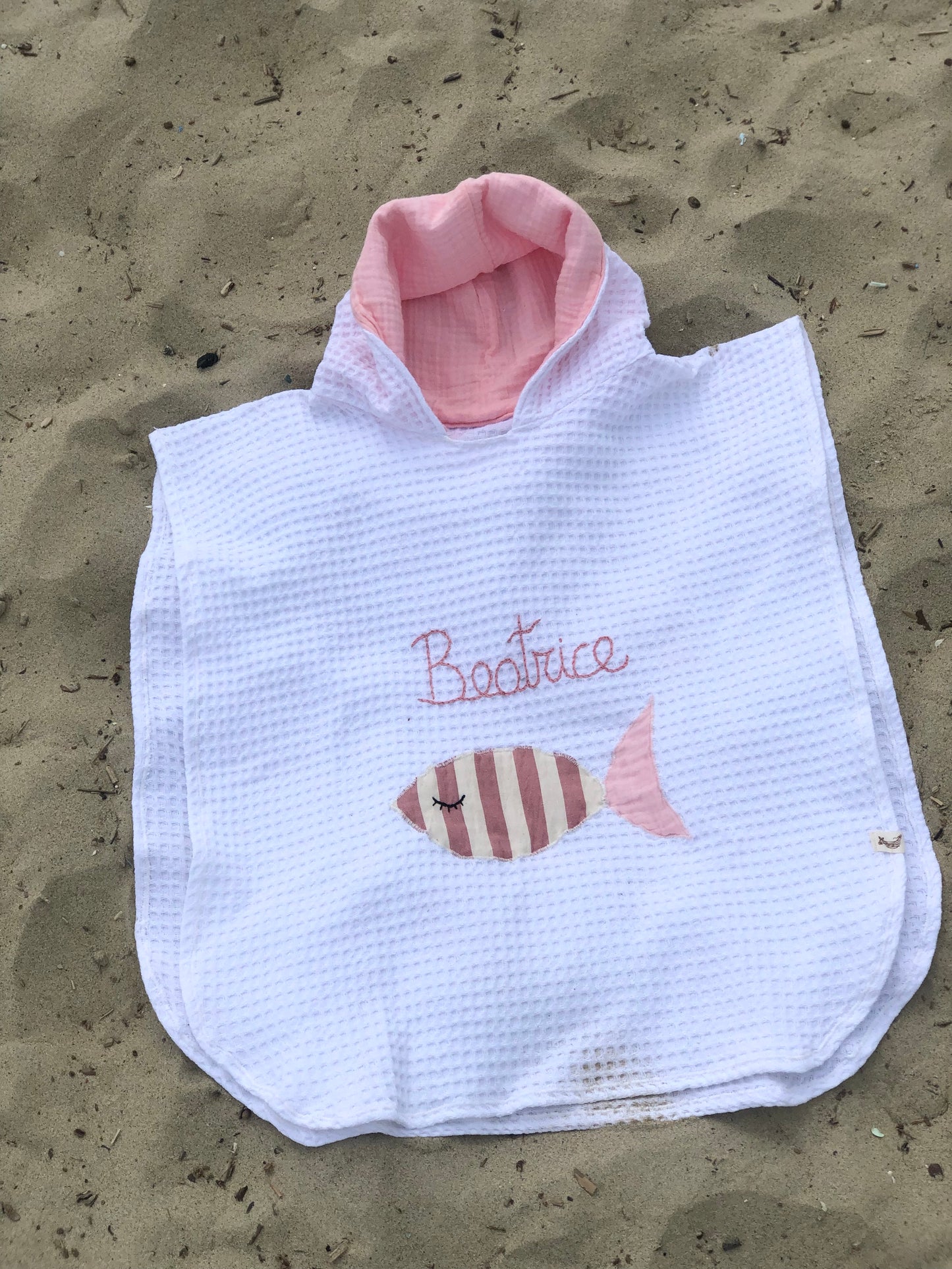 Poncho Personalizzato con cappuccio Rosa